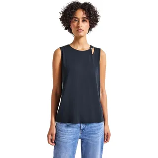 STREET ONE Damen 3227122 Top mit Cut-Out und Detail, Deepwater Blue, 36