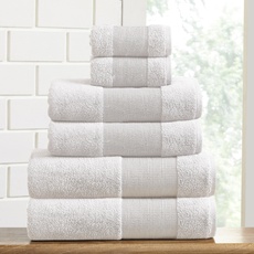 Modern Threads - Air Cloud 6-teiliges Handtuch-Set aus 100% Zero-Twist Baumwolle – Badetücher, Handtücher und Waschlappen – super saugfähig und schnell trocknend – 500 g/m2 – weich und plüschig, weiß