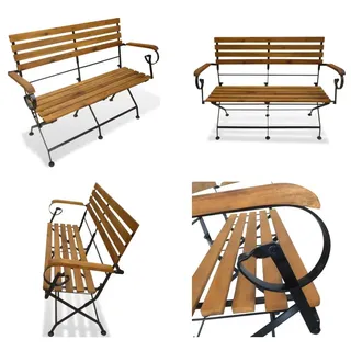 vidaXL Gartenbank Klappbar 112 cm Massivholz Akazie - Gartenbank - Gartenbänke - Terassenbank - Terassenbänke - Braun