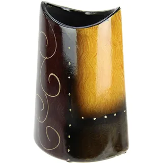 Flair Flower Keramik-Vase Deko, Zylinder, Braun, Geblümt, Hochzeit, Feiertage, Festival, Jahreszeiten, Liebe, Natur, Oblong, 19x10x10 cm