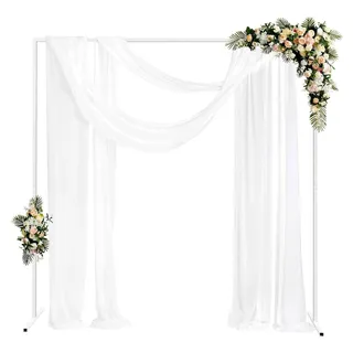 Metall Rankgitter Hochzeitsbogen Quadratisch, Weiß, Rosenbogen mit einer Belastbarkeit von bis zu 10 kg, Rankbogen für Garten, Geburtstagsfeiern, Zeremonien, Jubiläumsfeiern und Hochzeiten, 2 x 2 m - Weiß