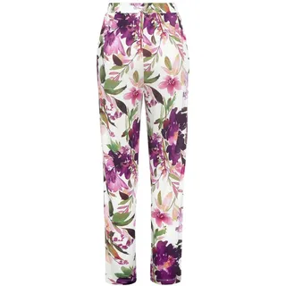 Beachtime Jerseyhose mit Blumendruck und elastischem Bund, Sommerhose, Strandhose, weiß