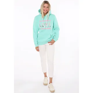 Zwillingsherz Hoodie ""Love is all you need ZH"", Pailettenherzen am Rücken, türkis