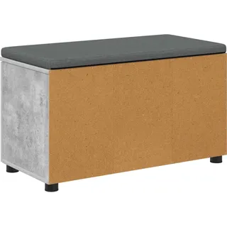 Flurbank mit Kissen mit Regal mit Tür Betongrau 80 x 38 x 46 cm - Grau