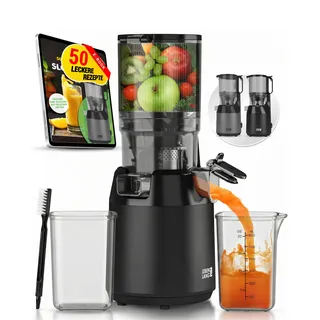 LEBENLANG Entsafter Slow Juicer - Inkl. Rezeptbuch & Große 130mm Öffnung I Perfekt für Obst ganze Früchte und Gemüse 100% BPA-Frei I Best Juicer Machine Saftpresse elektrisch Masticating Green Press
