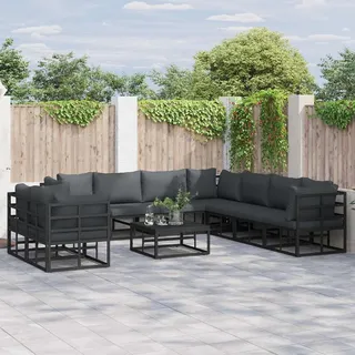 vidaXL Garten-Sofa-Set 10-tlg. schwarz