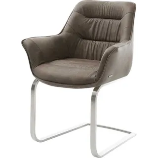 DeLife Freischwinger Kaira-Flex Mikrofaser Taupe Vintage Freischwinger flach Edelstahl