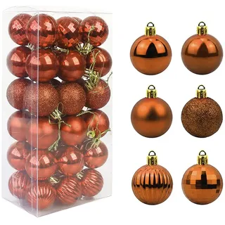Feliciay 36pcs Weihnachtskugeln Kugeln Sortiert Anhänger Bruchsicheres Ornament Set Weihnachtsbaumschmuck Hängende Dekoration Saisonale Feiertage Hochzeit Party Deko Anhänger (Braun, 4 cm)