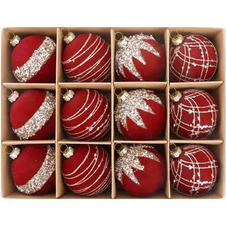 Weihnachtskugeln Samt,Weihnachtsbaum Kugeln,Christbaumkugeln,16 Stück Burgunderrot,Weihnachtsdeko Kugeln Für Weihnachtsbaum,Draußen,Rasen,Hof,Hängende Baumdekorationen