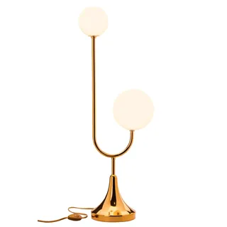 Tischleuchte Jugendstil Messing Glas Gold 73 cm Nachttisch Lampe Schlafzimmer