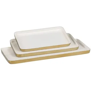 Snacktablett 47 x 20,5 x 2 cm Gold Weiß Eisen 3 Stück