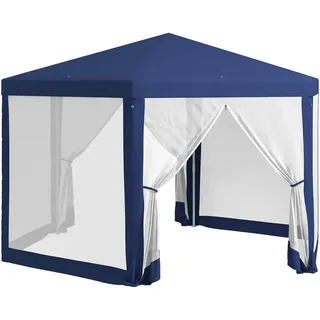 Outsunny Pavillon 4x3m Sechseckig Wasserabweisend Stabil Winterfest Pavillon Partyzelt , Blau , Metall , 341.2x250x394 cm , Sonnenschutz, Pavillons