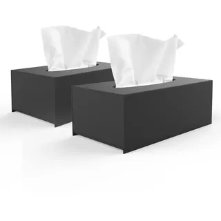 EFUTURETIME 2stk. Taschentücher Box 25 × 13 × 9cm Acryl Wasserdicht Schwarz | Kosmetiktücherbox, Taschentuchbox, Magnetische Unterseite, Rechteckig, für Bäder, Küchen und Büros