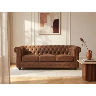 Sofa 3-Sitzer - Microfaser - Vintage-Look - CHESTERFIELD