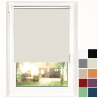 Blumtal Verdunkelungsrollo ohne Bohren 70x210cm - Thermorollo/Verdunklungsrollo 100% Verdunkelung - Klemmrollos für Fenster ohne Bohren - 4-lagiges Rollo UV-beständig - Abdunkelungsrollo Ivory