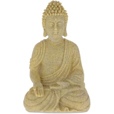 Bild Buddha Figur sitzend, 30 cm, Gartenfigur, Dekofigur Wohnzimmer, Polyresin, wetterfest, frostsicher, Sand
