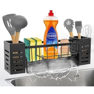 Ultiluxe Spülbecken Organizer - Schwammhalter - Küchen Organizer - Abtropfgestell - Abnehmbare Tuchhalterung - Für jedes Küchenaccessoires - Größe 9 c