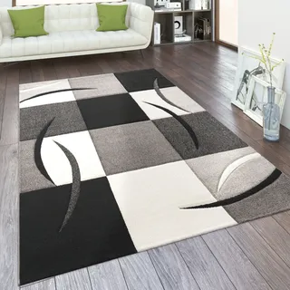 Teppich PACO HOME "Diamond 665", schwarz (schwarz, weiß), B:300cm H:17mm L:400cm, Polypropylen (PP), Teppiche, Teppich, Karo Muster, 3D-Design, auch als Läufer, Wohnzimmer, Schlafzimmer