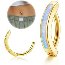 JSDDE Edelstahl Bauchnabelpiercing Ring mit Opal 1.6mm/14ga 10mm Bauch Clicker Piercing Bauchnabelringe Gold