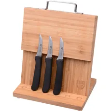 Magnet-Messerhalter Bambus klein mit Küchenmessern schwarz