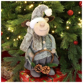 com-four® Weihnachts-Rentier - winterliche Elch-Figur als Dekoaufsteller - niedliche Weihnachtsdeko als Raumschmuck - schwedischer Dekoartikel - Winterdekoration mit Zipfelmütze