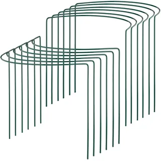 Relaxdays Rankhilfe 12er Set, Kletterpflanzen, Rosen, Tomaten, Pflanzenstütze freistehend, halbrund, Stahl, dunkelgrün