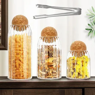 Glasgefäß 3er-Pack - Küche, Speisekammer, Tee, Kaffee, Zucker, Mehl, Gewürze