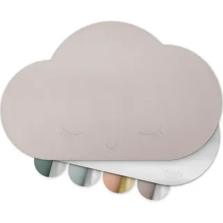 smøla Platzset für Kinder - Wolke I Abwaschbares Tischset aus BPA-freiem PU-Leder I Platzdeckchen Tischunterlage für Kleinkinder & Babys I 2-Farbig (Nebel-Lila/Silber)