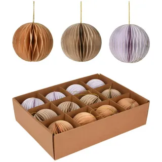 Mobili Rebecca Baumornamente Set, 12 pieces Mehrfarbig 8/8/8 cm , Papier , 8x8x8 cm , Dekoration, Weihnachtsdekoration, Christbaumschmuck