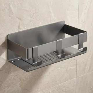 DEKAZIA® Duschablage ohne Bohren Grau – Duschregal & Duschkorb selbstklebend – Badregal, Shampoo Halterung & Badezimmer Aufbewahrung – Starke Duschablage grau matt