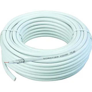 SCHWAIGER -KOX90/10 042- SAT-Koaxialkabel 10m/ 75 dB/ 2-Fach geschirmt/Satellitenkabel/digital, HDTV, DVB-S/S2, DVB-C, DVB-T2/ unkonvektioniert/ 6,8 mm/weiß