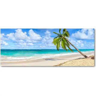 Tulup® Küchenrückwand Spritzschutz aus Glas -125x50 -Spritzschutz auf gehärtetes Glas Deko Landschaften Tropischer Strand