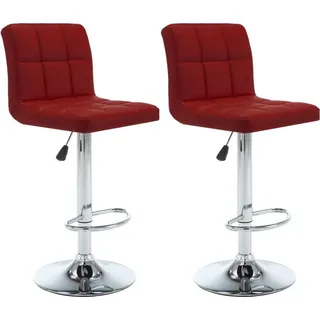 Barhocker 2 Stk. Weinrot Kunstleder - Rot
