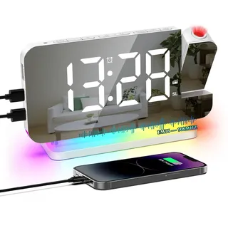 VORRINC Wecker Digital Radiowecker mit 6 Stufen Bildschirmhelligkeit und 4 Projektionshelligkeit Projektionswecker mit Nachtlicht und Schlummerfunktion Wecker mit Projektion FM USB Anschluss