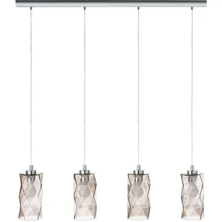 EGLO Hängelampe Estevau, Pendelleuchte Esstisch, Stahl in chrom, Rauchglas in schwarz-transparent E27 Fassung