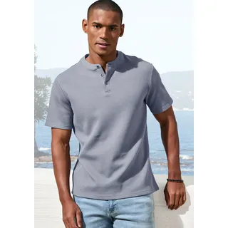 T-Shirt JOHN DEVIN "Kurzarm-Poloshirt aus Struktur-Qualität", Herren, Gr. XL (56/58), grau, Obermaterial: 83% Baumwolle, 16% Polyester, 1% Elasthan, Strukturmuster, regular fit normal, Rundhals, abgesteppte Kante, Shirts T-Shirt, mit modischem Stehkragen und Knopfleiste, Topseller
