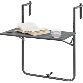 In And OutdoorMatch Balkontisch Genesis - klappbar - 83,5 x 60 x 60 cm - Dunkelgrau - Stahl und Stoff - stilvolle Optik - Grau