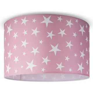 Deckenlampe Kinderzimmer Pendelleuchte Baby Lampenschirm Stoff Rund Sterne - Weiß