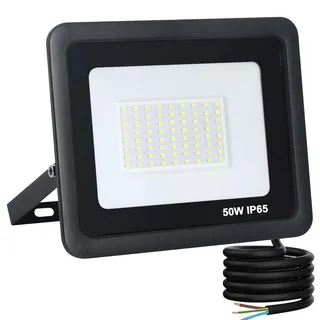 Mille Lucciole 50W LED Strahler Außen,5000LM Superhell Außenstrahler IP65 Wasserdicht Fluter 6500K Kaltweiß Scheinwerfer,LED Strahler für Hinterhof,Garage,Flur,Garten,Keine Bewegungsmelder【Schwarz】