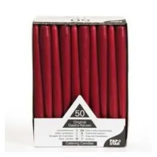 Papstar Leuchterkerzen bordeaux, Größe: 2,2 x 25 cm, 1 Karton = 2 Packungen à 50 Stück