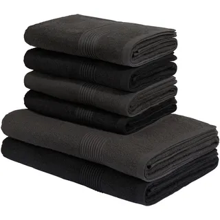 OTTO home Anna Handtuchset 2 Duschtücher 70 x 140 cm, 4 Handtücher 50 x 100 cm schwarz