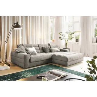 Ecksofa Lana Cord Recamiere rechts steingrau