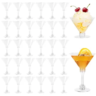 Mispudin Martini Gläser Plastik Wiederverwendbar, 30er Set, 150ml Klassische Martinigläser, Cocktailgläser Martini mit Stiel, Margarita Gläser Klare für Party, Hochzeit, Geburtstag, Jahrestag