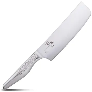 KAI Seki Magoroku Shoso Nakiri 16,5 cm Klingenlänge - 5CR15MoV Edelstahl 56 (±1) HRC - konvexer Anschliff - 18-8 Edelstahl Griff mit Rautenmuster - Gemüsemesser - Made in Japan