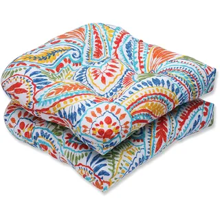 Pillow Perfect Kissen Perfekte Outdoor Ummi Geflecht Sitzkissen, Bunte-Set von 2