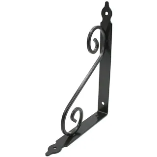 DOJA Barcelona | Schmiederne Regalhalter | Gusseisen Regalwinkel 240 x 190 | Pack 2 | Schwarze Regalträger | Verstärkte Metallwinkel für Arbeitsplatten und Regale | Eiserne Wandregalstützen