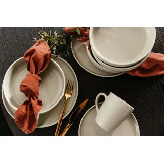 LeGer Home by Lena Gercke Kombiservice »Geschirr-Set, Service Liliane«, (Set, 16 tlg., 4 Kaffeebecher, 4 Speise- und Desserteller, 4 Universalschüsseln), skandinavische, minimalistische Formensprache, 16 Teile, beige