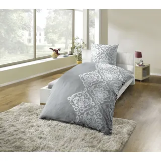 Kinzler Bettwäsche Polycotton Flanell Grau 155 x 220 cm + 80 x 80 cm