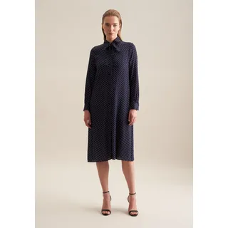 Sommerkleid SEIDENSTICKER "Schwarze Rose", Damen, Gr. M38, Normalgrößen, blau (dunkelblau), 100% Viskose, gepunktet, regular fit, Kleider Sommerkleid, 1/1 Kragen Punkte