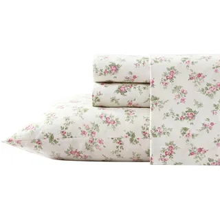 Laura Ashley Flanell-Bettlaken-Set, Audrey Pink, Queen